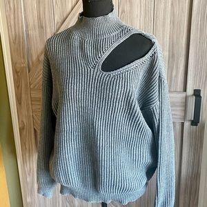 ASTR grey sweater with cutout in the front left side
